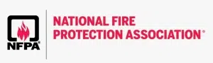 National Fire Protection Association (NFPA) Logo. Setting the standard for fire prevention.